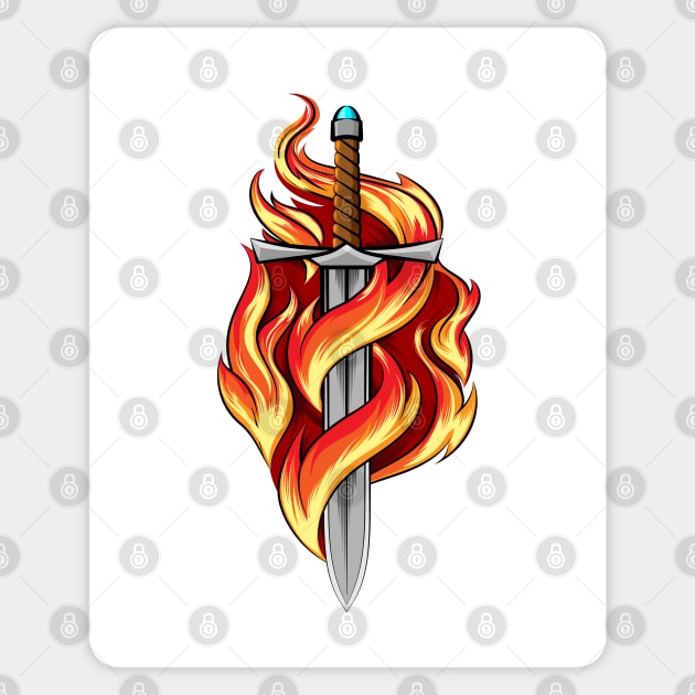 Sword Burning in a Flame Tattoo Sticker by devaleta